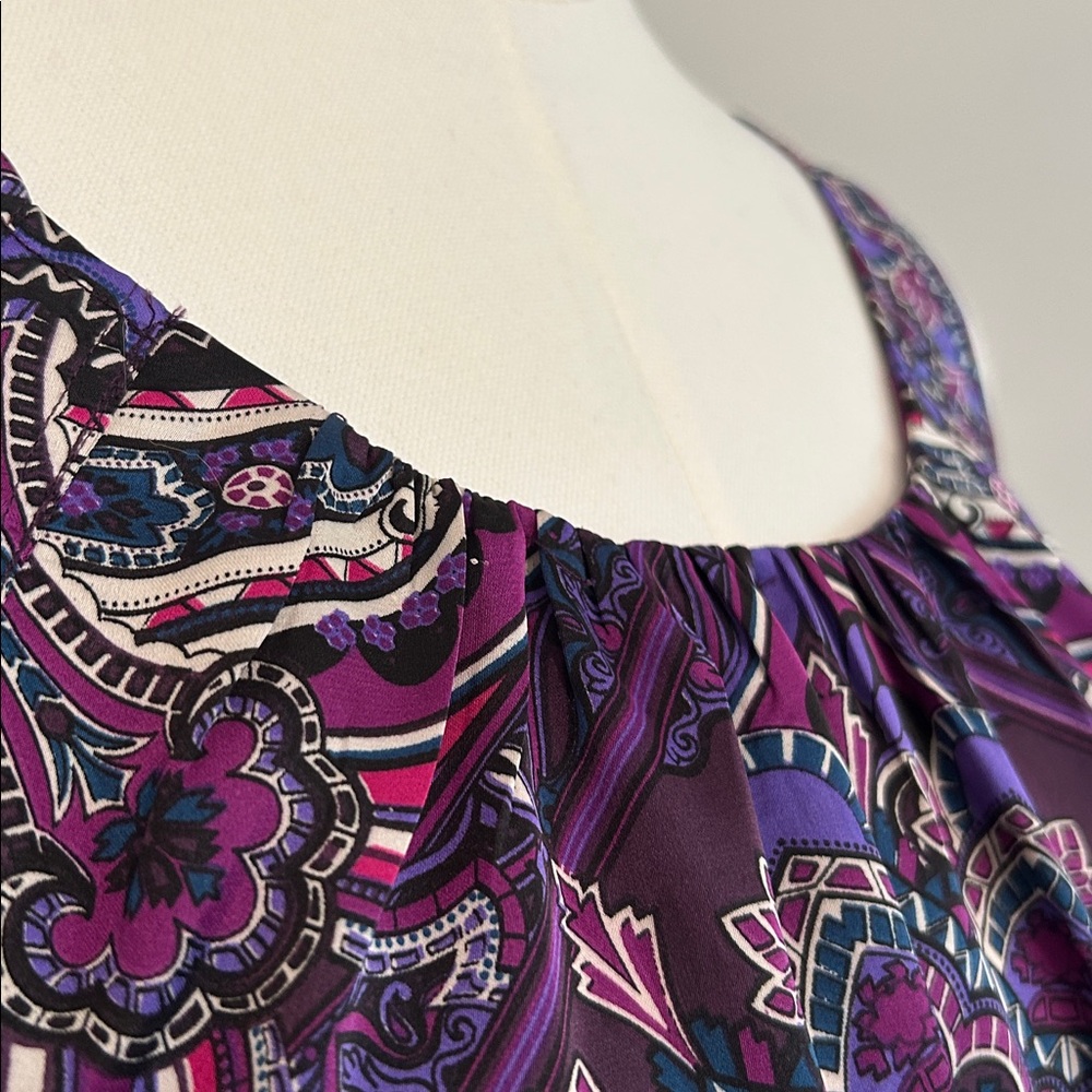 CHICO’S Sleeveless Blouse/Top Purple Scoop Neck Colorful -Size 1 - Picture 6 of 10